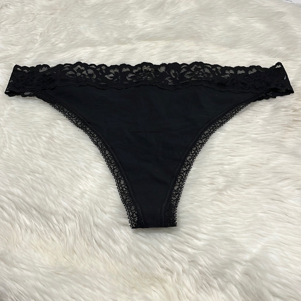Adore Me Black Cotton Blend Lace Women Panties String Size 3X New